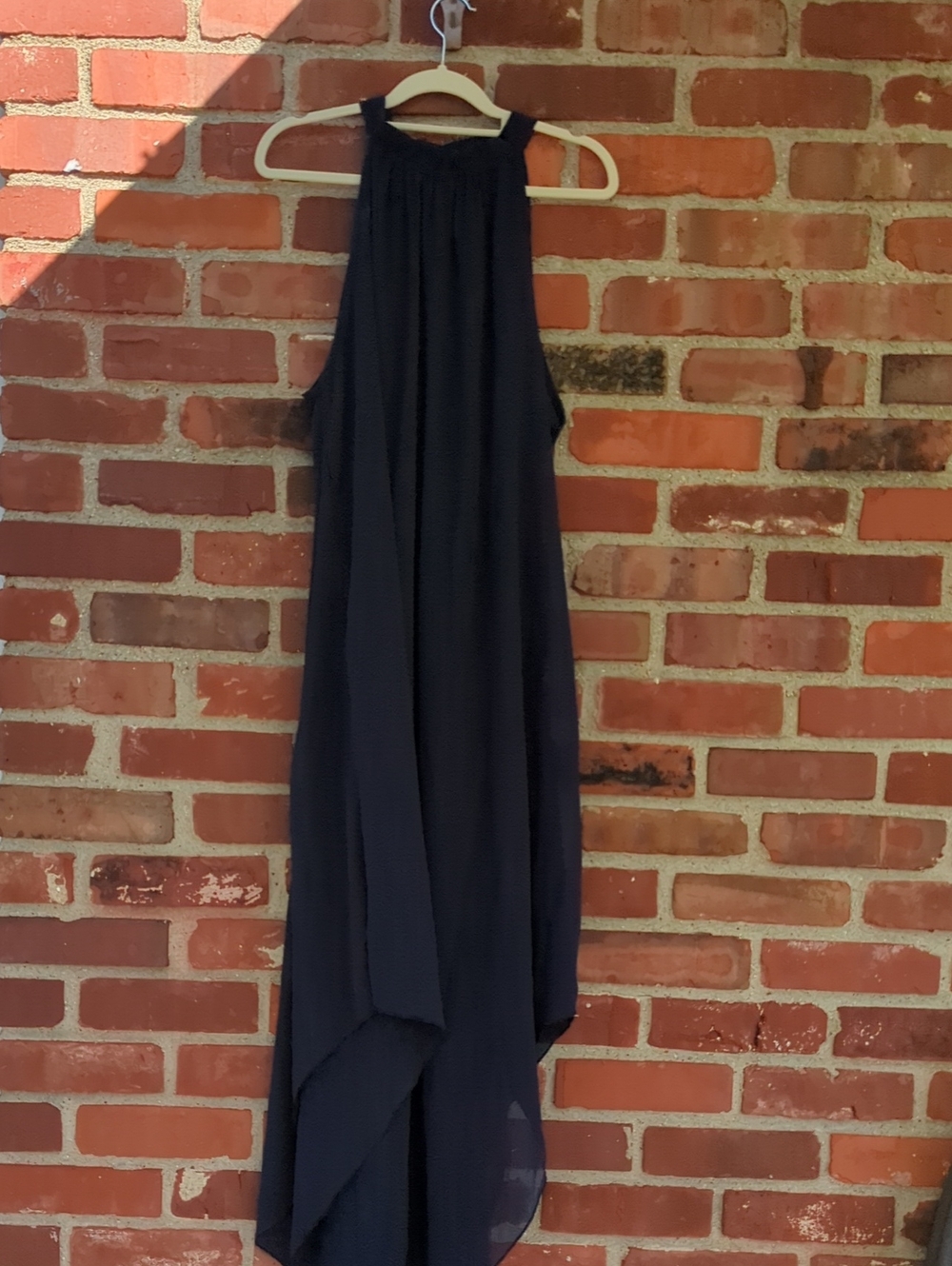 Source Unknown Navy High-Low Halter Maxi Dress